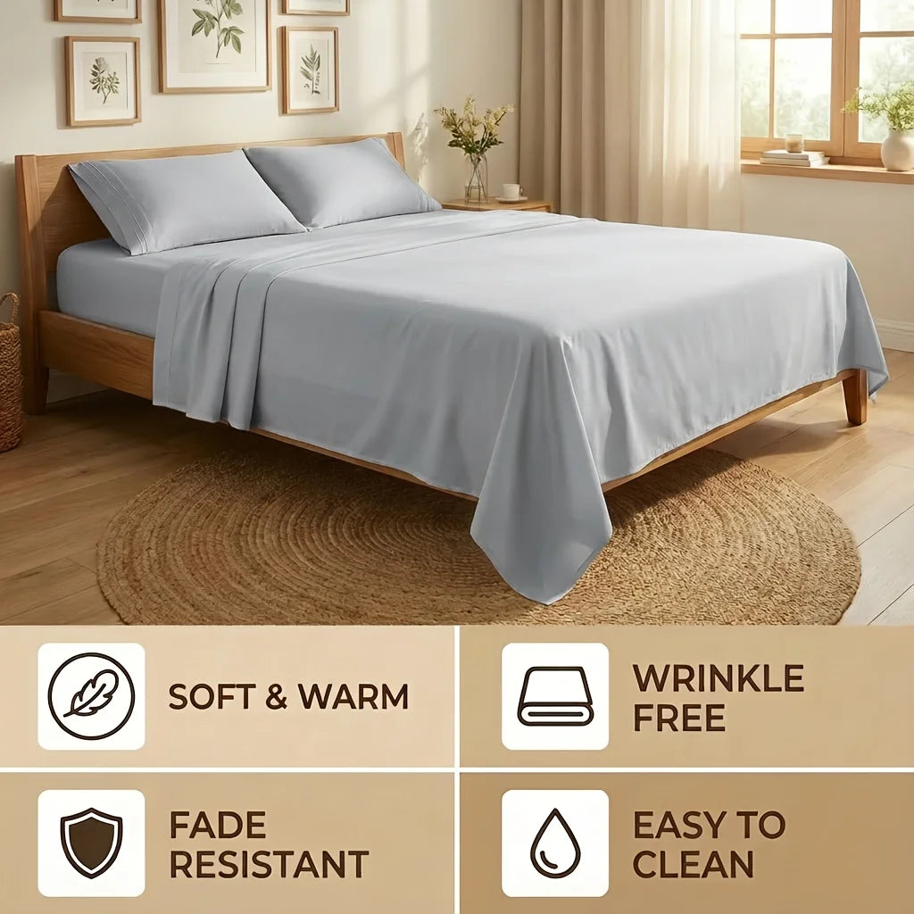Cooling Bamboo Bed Sheets Set with 18-Inch-Deep Pocket