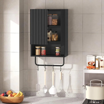 Wall Mounted Medicine Cabinet w/ Towel Bar & Adjustable Shelf