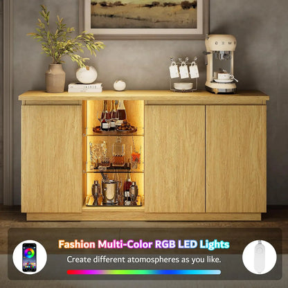 Sideboard Buffet Cabinet with Storage & LED Lights