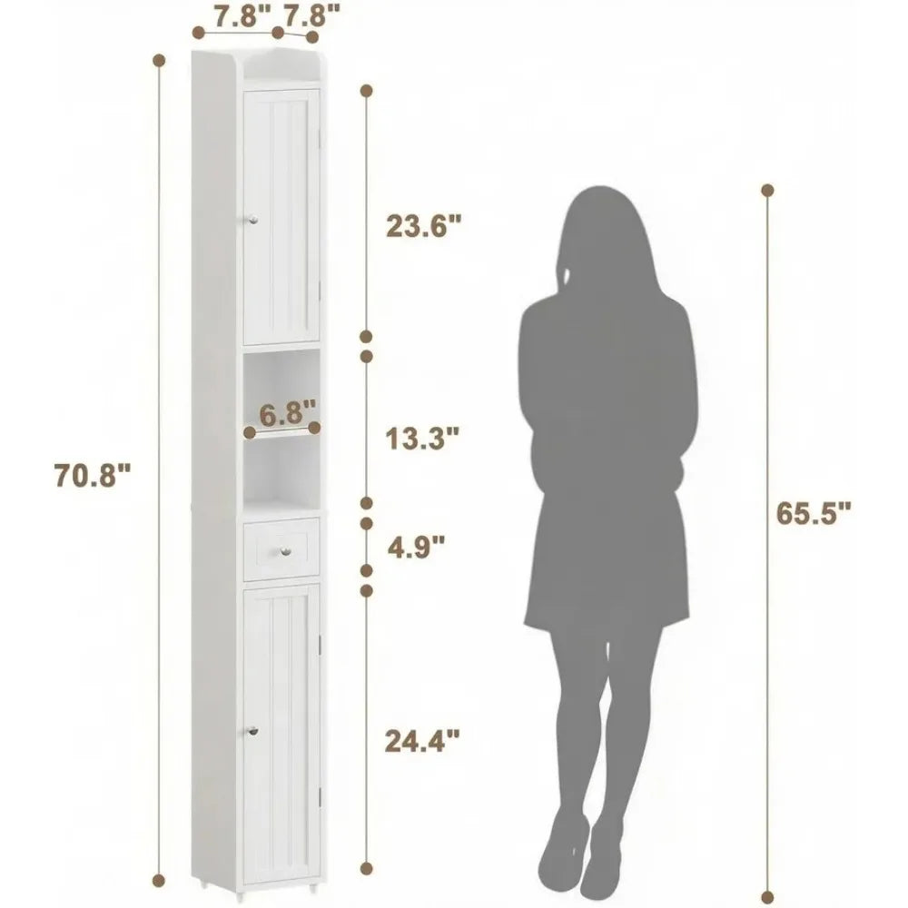 Narrow Bathroom Storage Cabinet with Adjustable Shelves