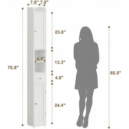Narrow Bathroom Storage Cabinet with Adjustable Shelves