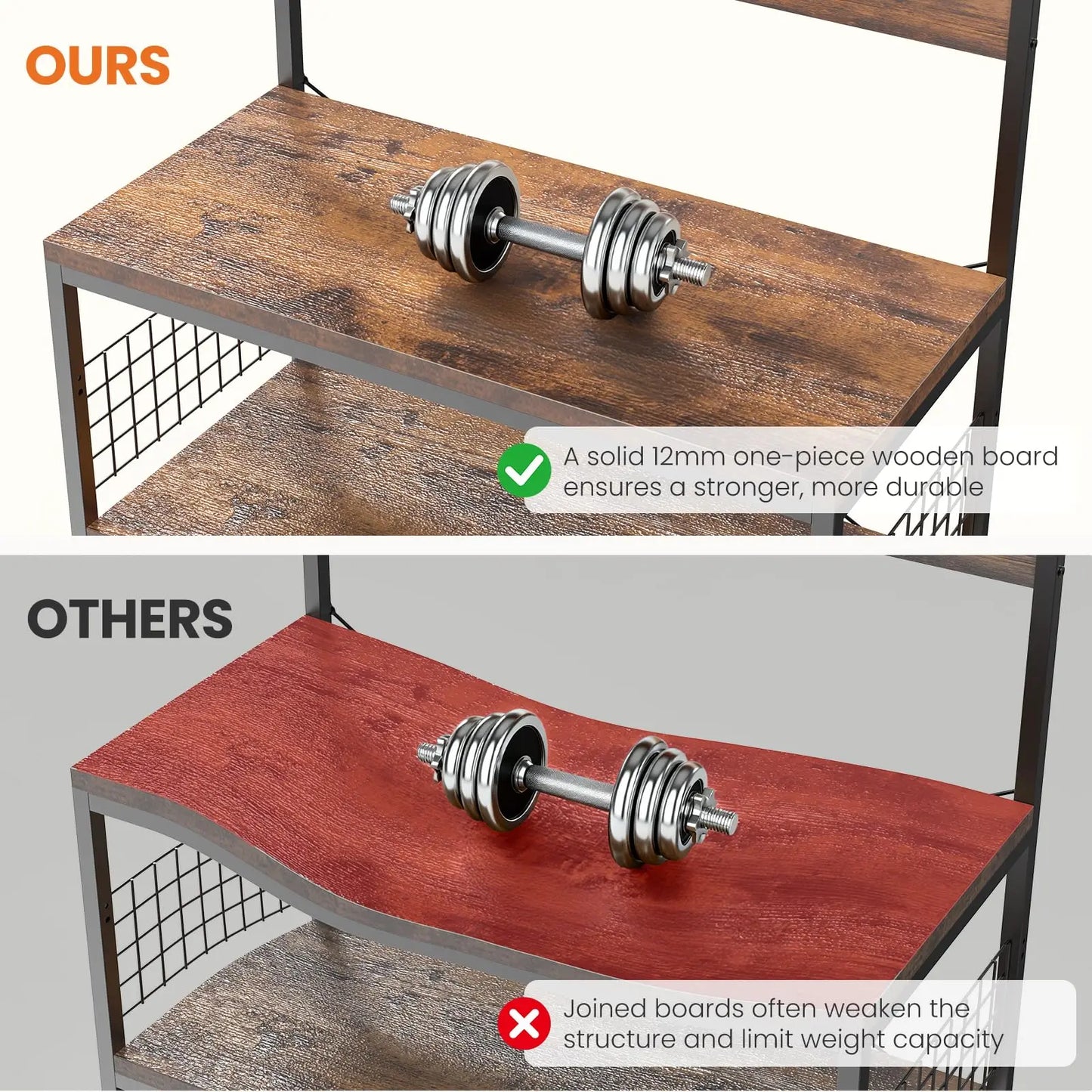 Kitchen Bakers Rack with Power Outlet & Adjustable Storage Shelf