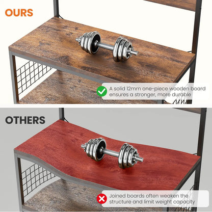 Kitchen Bakers Rack with Power Outlet & Adjustable Storage Shelf