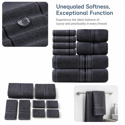 8 Piece Luxury Towel Set –Plush, Super Absorbent & Quicker-to-Dry
