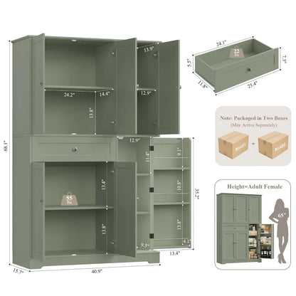 68" Tall Kitchen Pantry Storage Cabinet