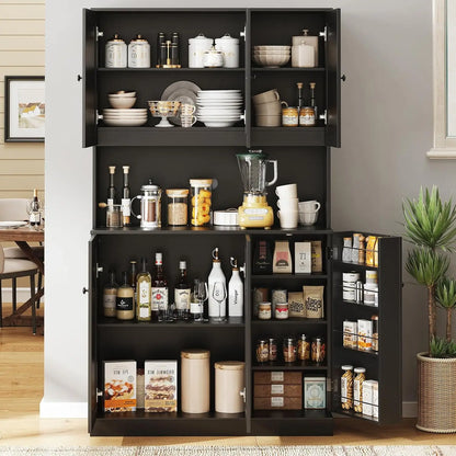 71in Tall Kitchen Pantry Storage Cabinet with Microwave Stand
