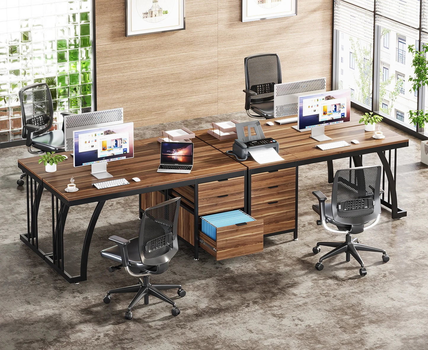 59-Inch PC Desk with 3 Reversible Drawers