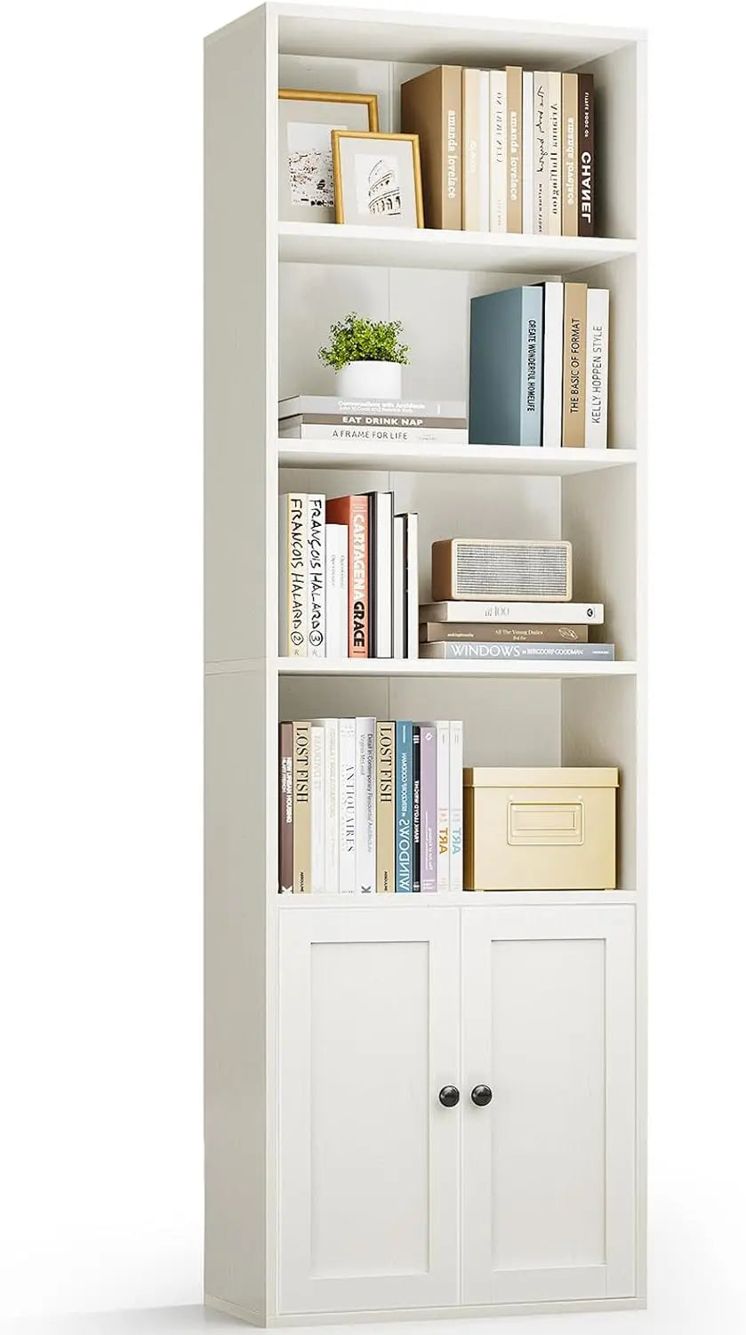 6-Tier Display Bookcase with Doors