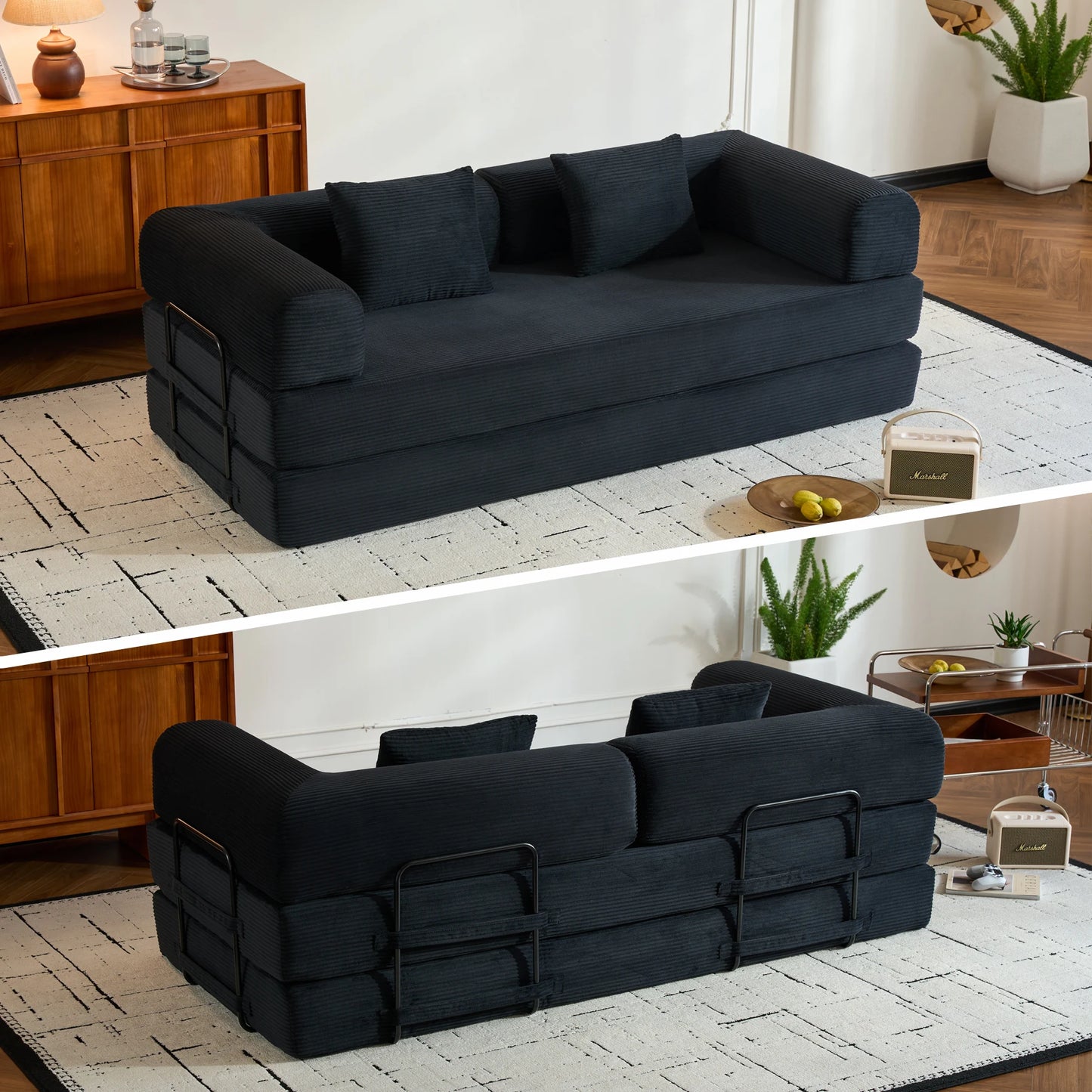 Oversized Corduroy Futon Floor Couch for Small Spaces