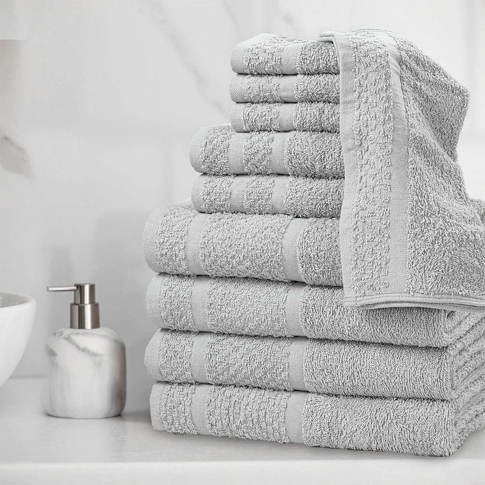 10 Piece Cotton Towel Set, Soft Absorbent & Quick Dry