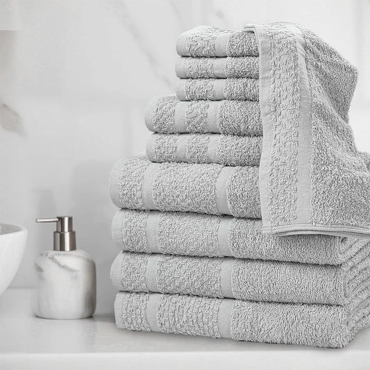 10 Piece Cotton Towel Set, Soft Absorbent & Quick Dry
