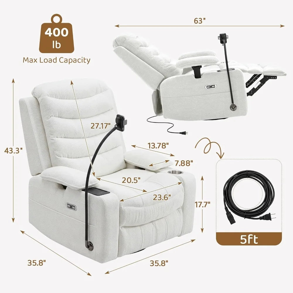 Chenille Swivel Rocking Glider Recliner Nursery Chair