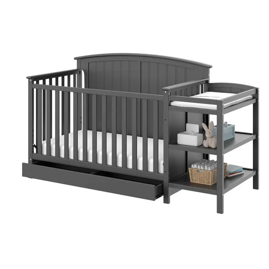 5-in-1 Convertible Crib and Changer with Drawer