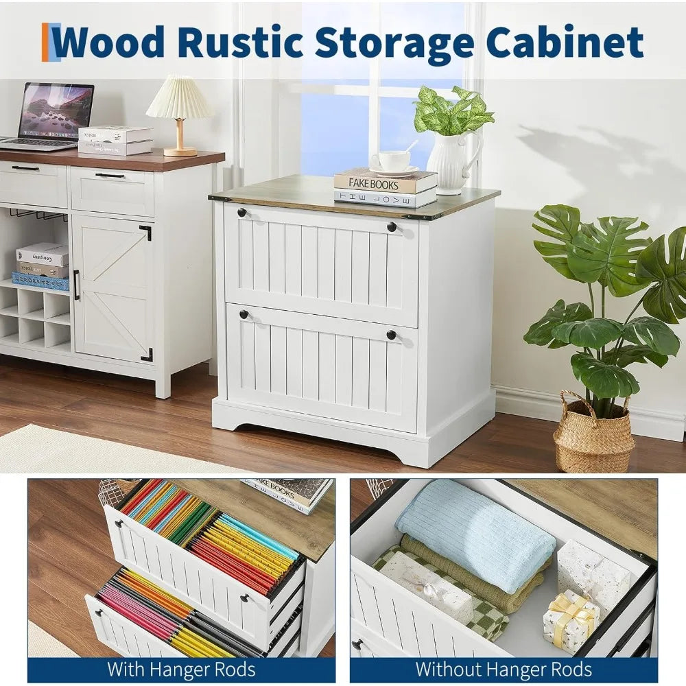 Two Drawer wood Farmhouse File Cabinet