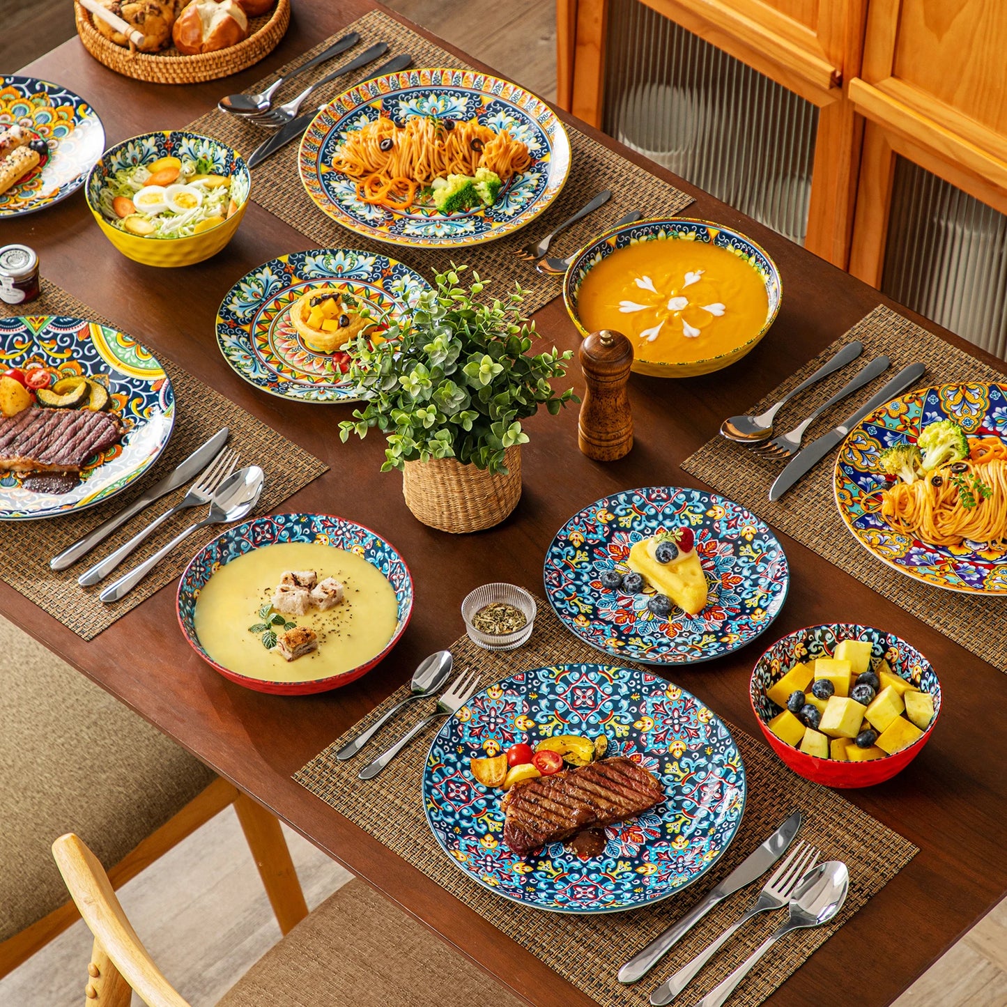 Stoneware- Bohemian Style Dinnerware Set