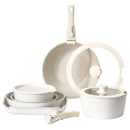 17 Piece Nonstick Cookware Set with Detachable Handle