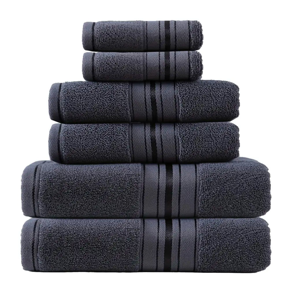 6 Piece Luxury Turkish Bathroom Towel set, 100% Cotton