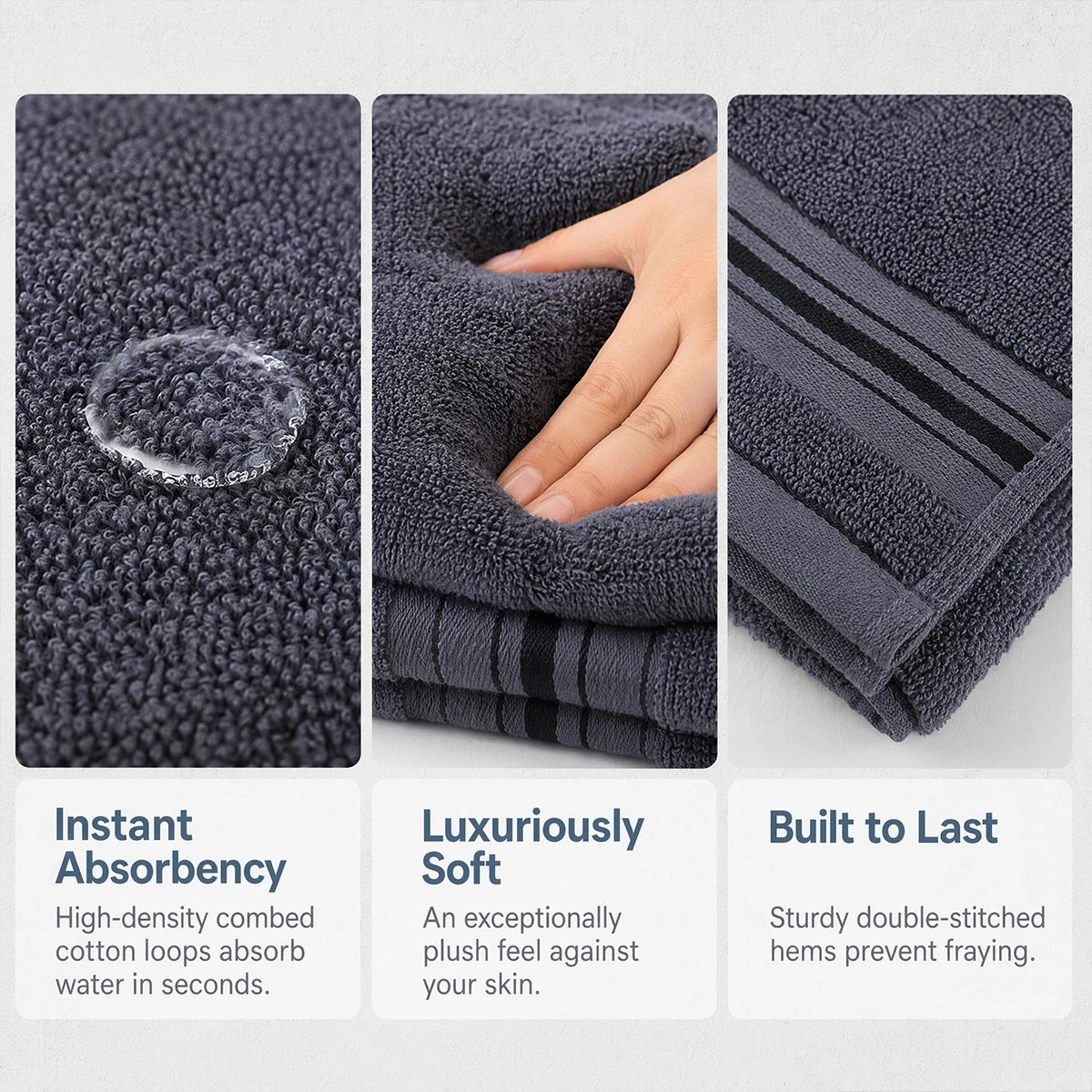 8 Piece Luxury Towel Set –Plush, Super Absorbent & Quicker-to-Dry