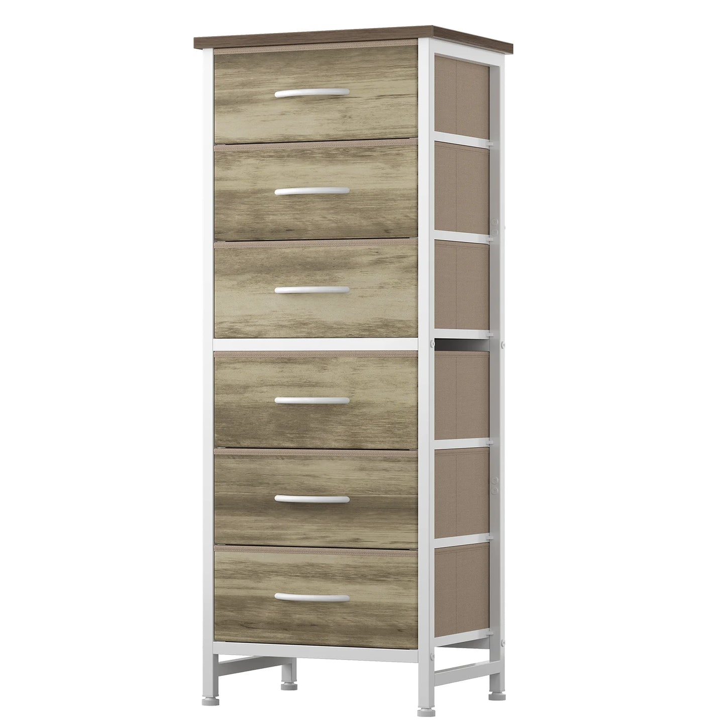 Narrow Storage Tower with Wood Top and Metal Frame