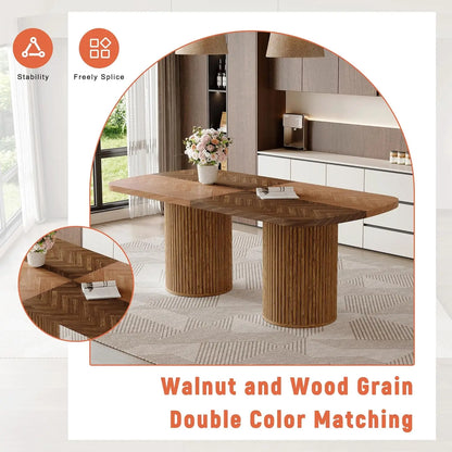79" Modern Wood Dining Table Set for 8