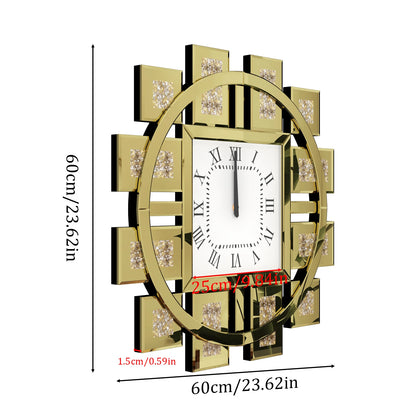 Irregular Large Crush Diamond Mirrored Wall Clock