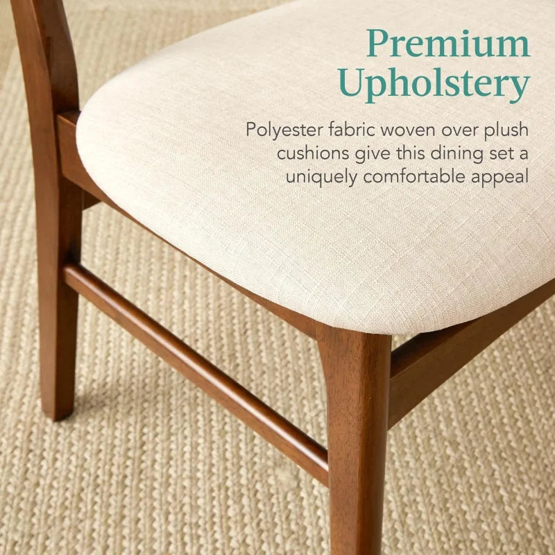 6-Piece Wooden Mid-Modern Table & Upholstered Chair Set