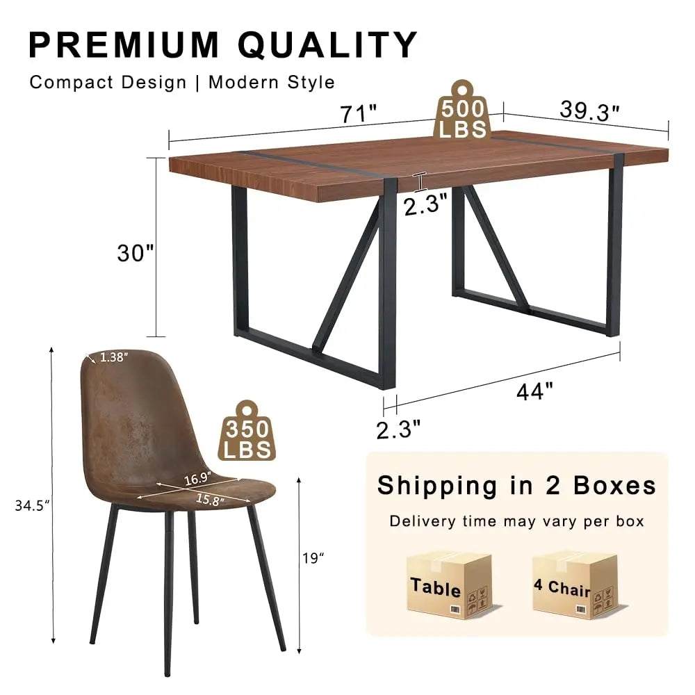 71" Walnut 9 Piece Dining Table Set for 8