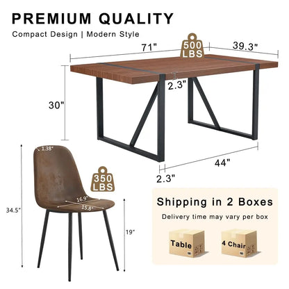 71" Walnut 9 Piece Dining Table Set for 8