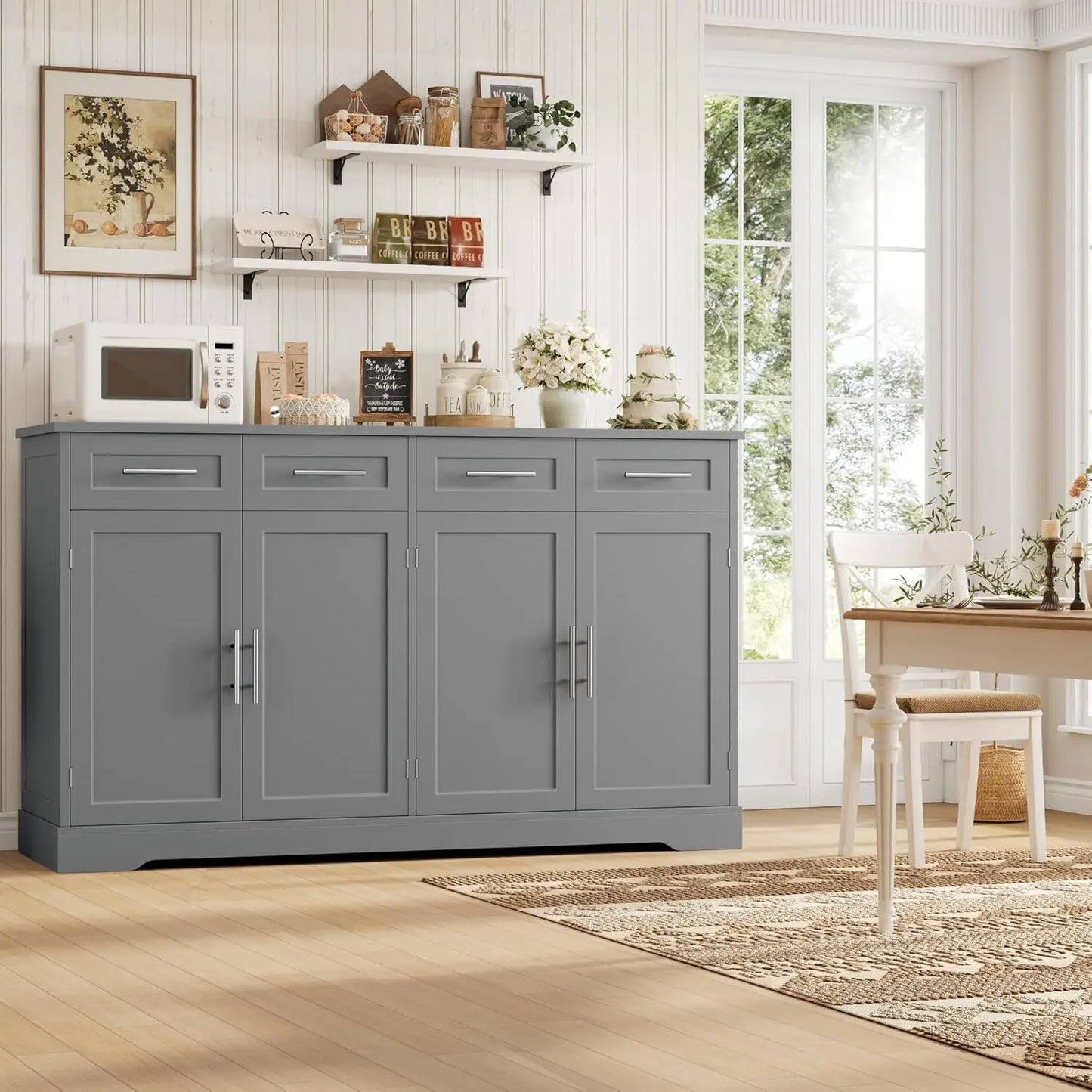 60" Large Buffet Sideboard with Storage & 4 Drawers