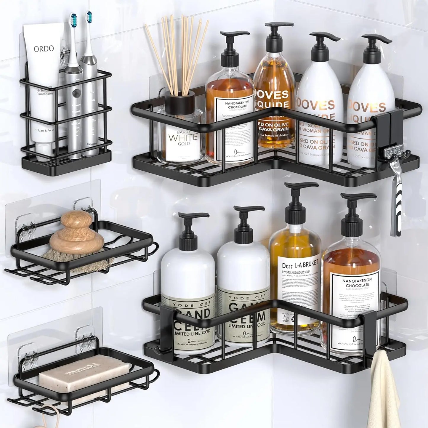 5-Pack Rustproof Shower Organizer Corner with Soap Holder