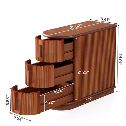 Narrow Solid Wood 3-Drawer End Table