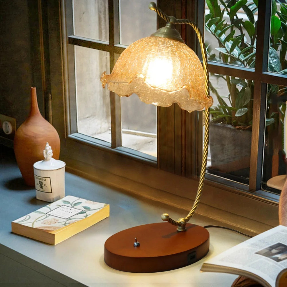 Modern Glass Flower Desk Lamp