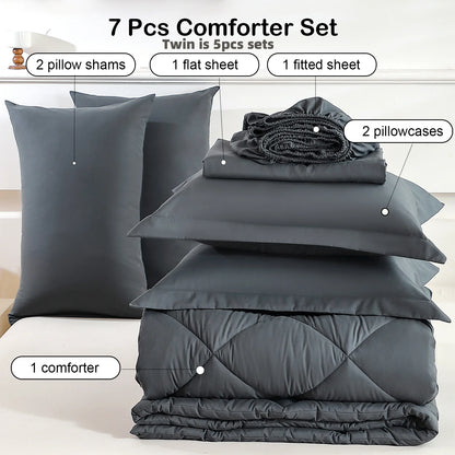 5pcs/7pcs Twin, Full, Queen, King, Bedding Sets with Comforter