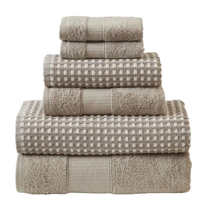 6 Piece 100% Combed Cotton Cobblestone Towel Set