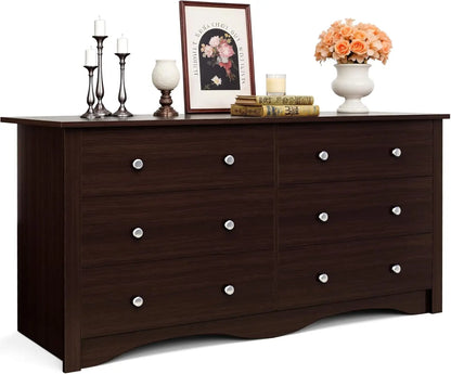 Wide Chest of Drawers with 6 Storage Drawers