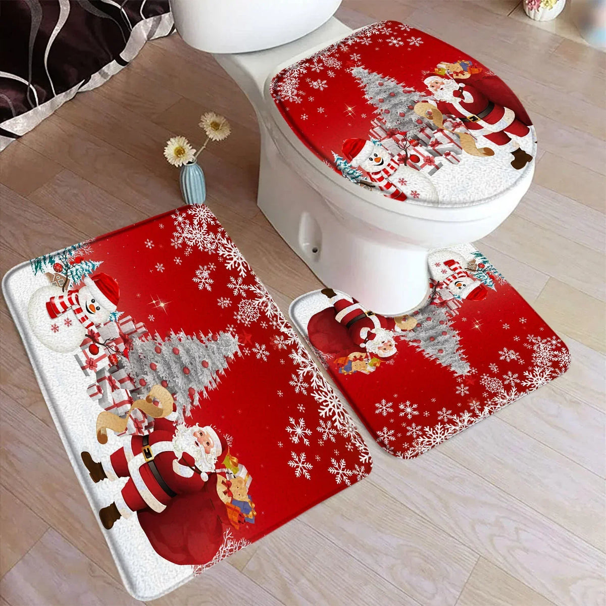 Christmas Shower Curtain & Bath Mat Set