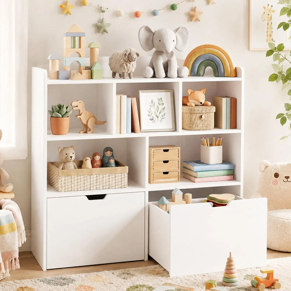 Kids Toy Storage Organizer with Bookshelf