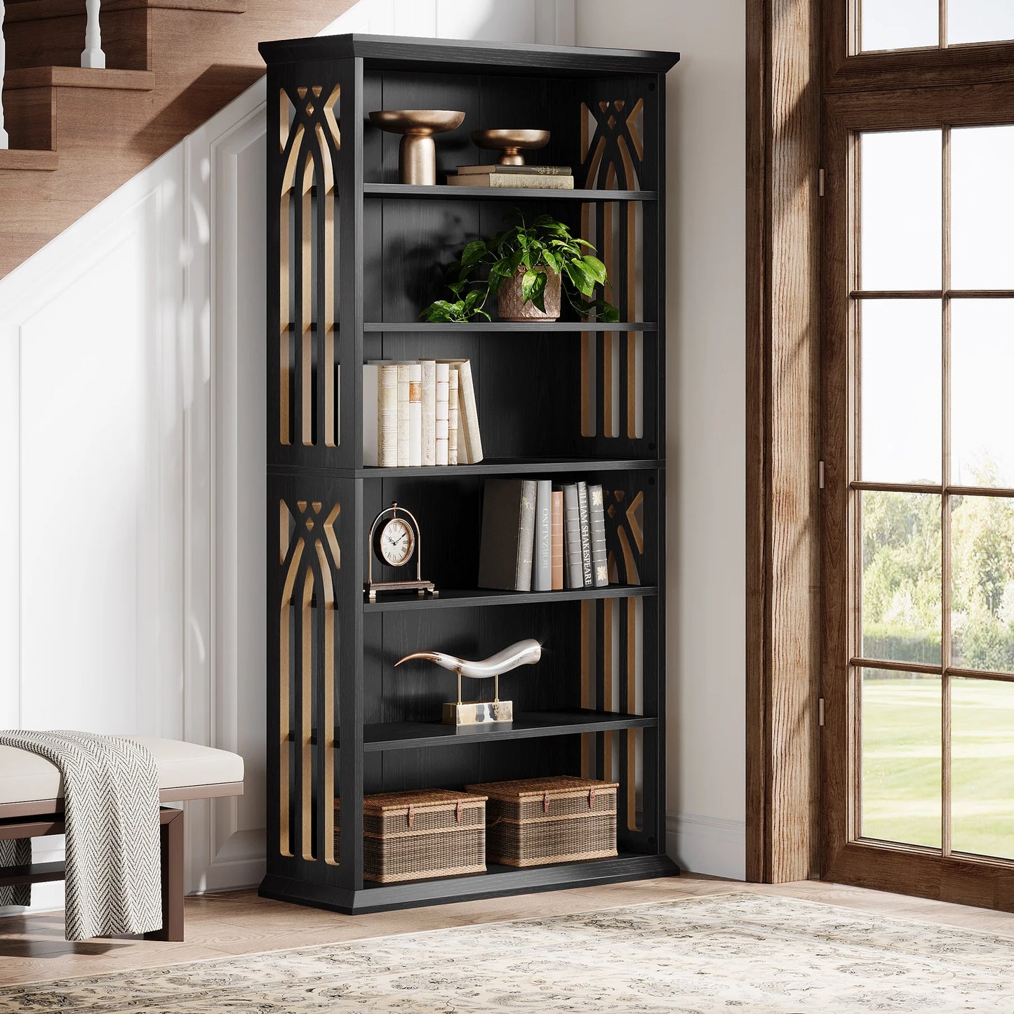 6-Tier Wood Display Shelves, Bookcase