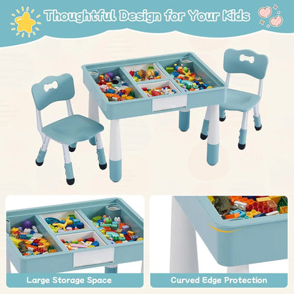 4 in 1 Kids Activity Table and 2 Chairs Set for Kids Ages 3-10