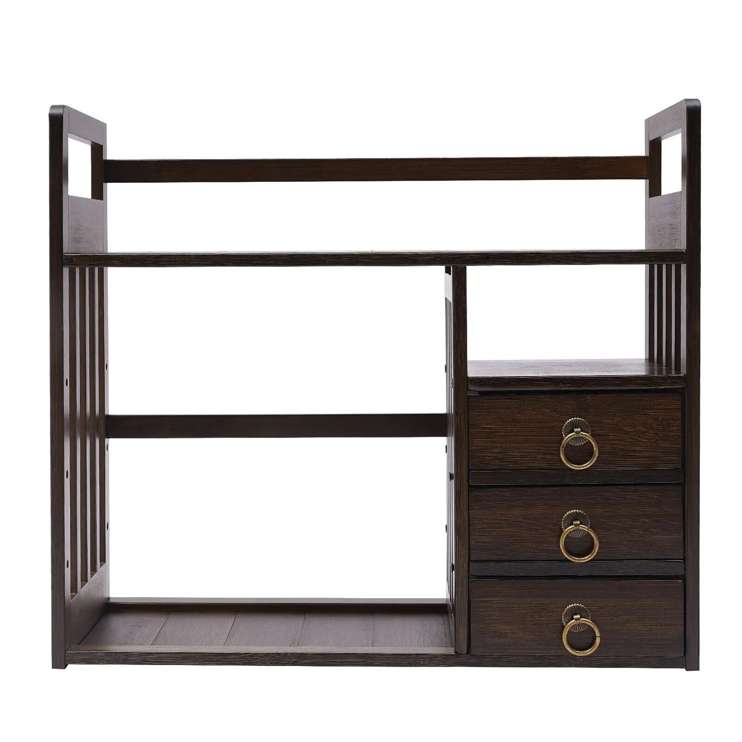 Bamboo Desktop Organizer with Storage Shelves & 3 Drawers