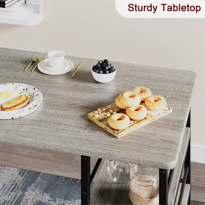 3-Piece Dining Table Set with 3-Tier Shelves Bar