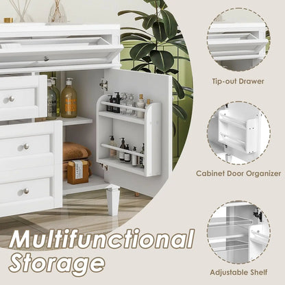 36" Bathroom Vanity Set with Mirror, Cabinet & Single Sink