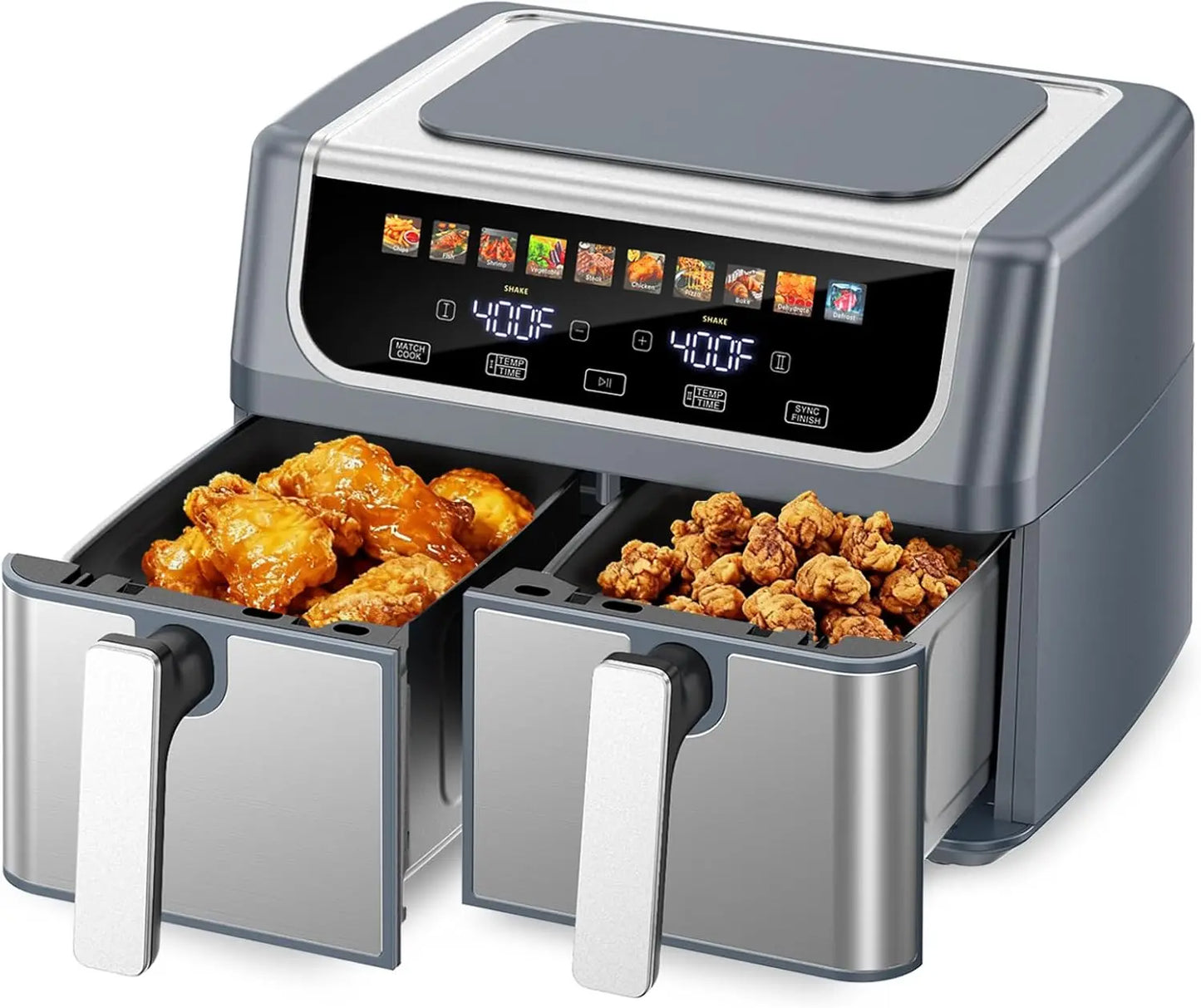 10-in-1 Air Fryer 9.5 QT w/ 2 Independent Frying Baskets