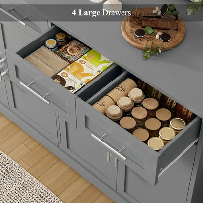 60" Large Buffet Sideboard with Storage & 4 Drawers