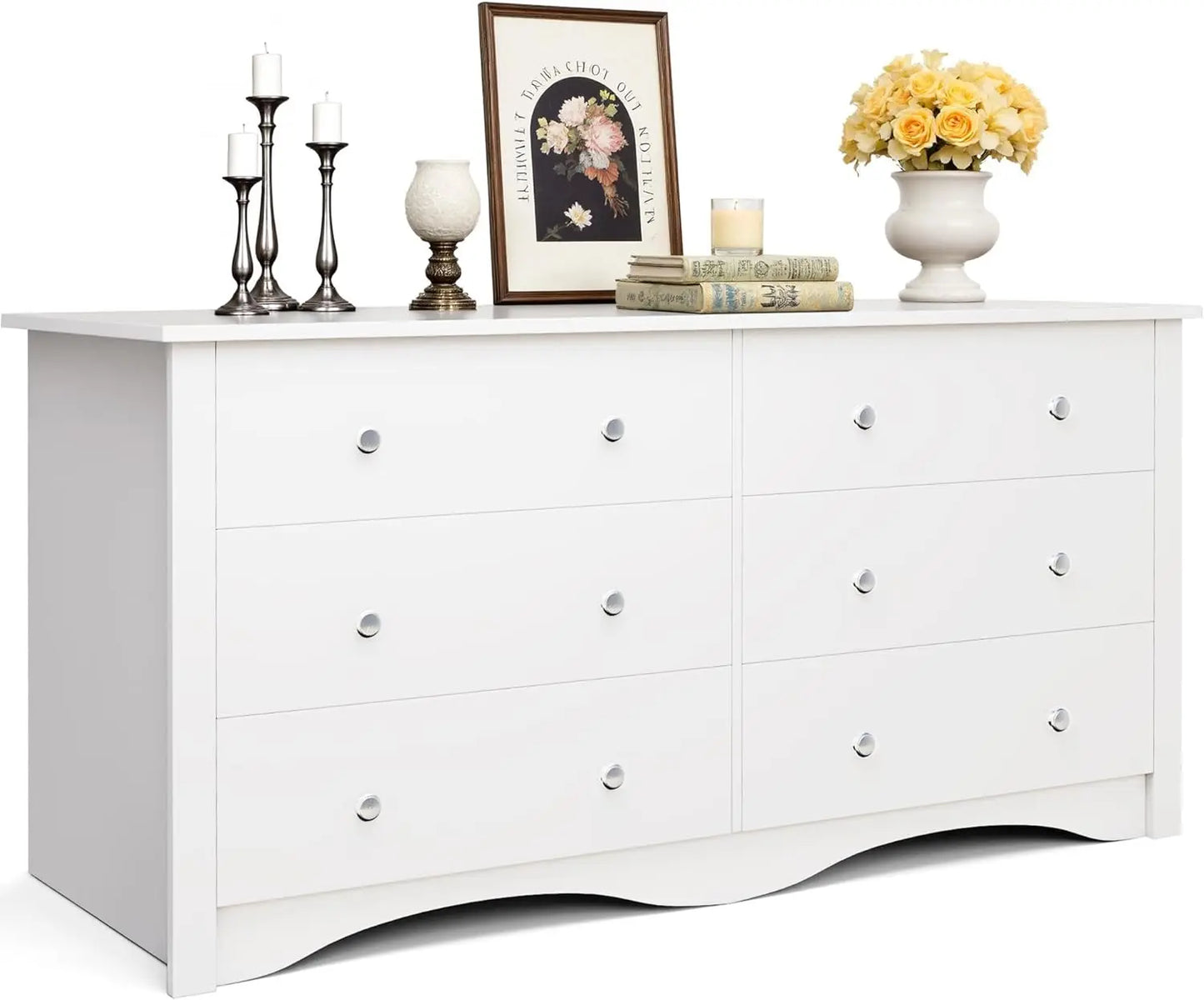 Wide Chest of Drawers with 6 Storage Drawers