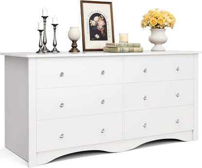 Wide Chest of Drawers with 6 Storage Drawers