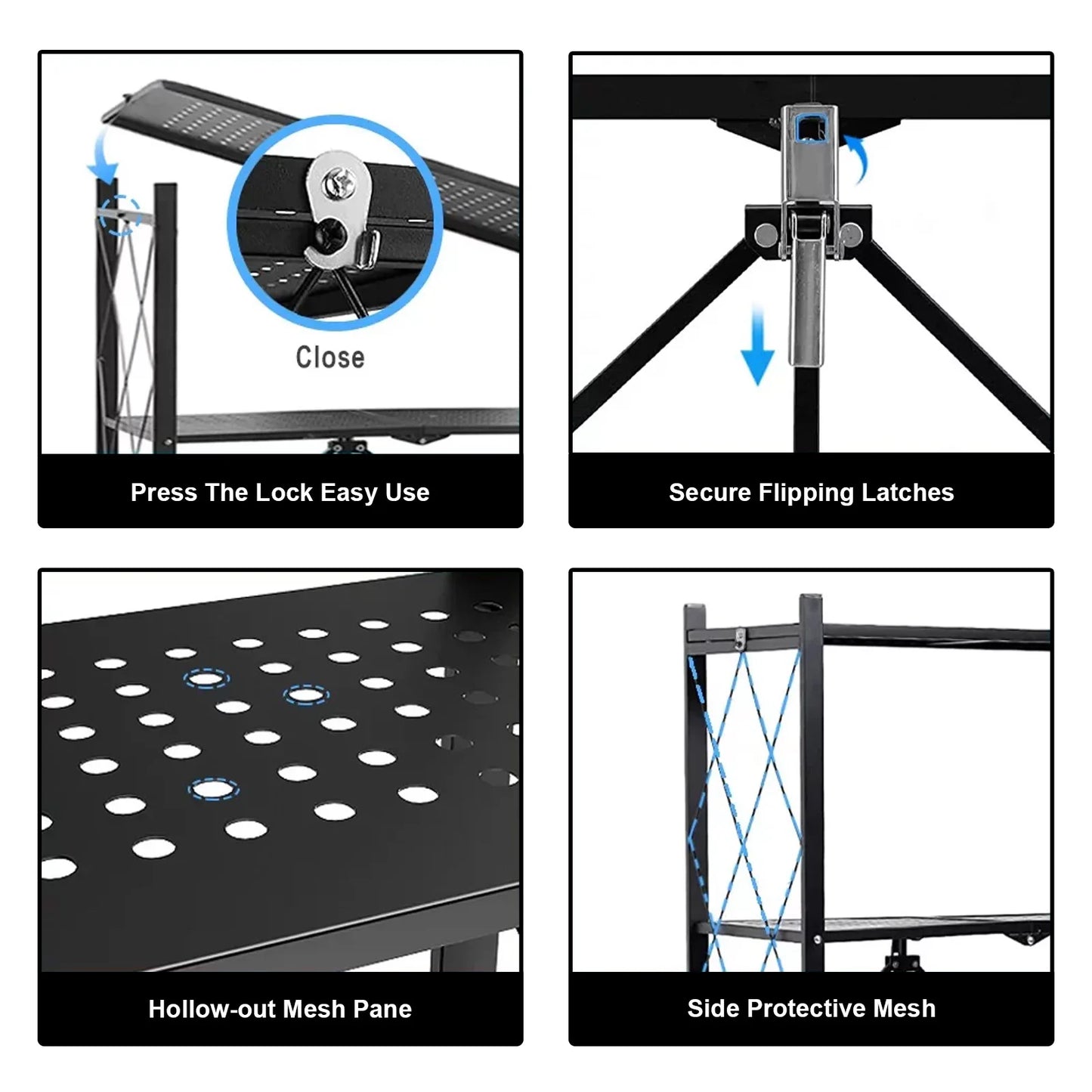 Foldable 5 -Tier Metal Storage Shelving Unit with Wheels