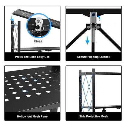 Foldable 5 -Tier Metal Storage Shelving Unit with Wheels