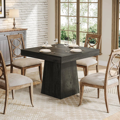 Small Square Dinner Table with Sturdy Pedestal Base