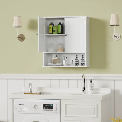 3-Tier Bathroom Wall Cabinet with Doors & Adjustable Shelves